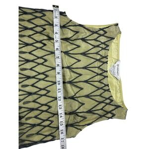 Sportmax Italy Mesh Overlay Geometric Embroidered Sleeveless Top Chartreuse 42